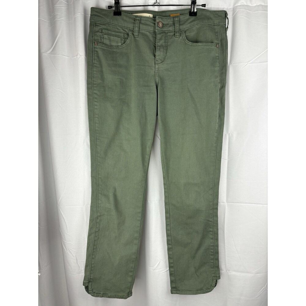 Pilcro And The Letterpress Stet Fit Skinny Jeans Size 29 Green Slit Ankle Casual - Picture 2 of 12